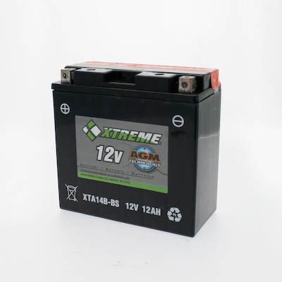 Xtreme 14B-BS High-Performance AGM 12V Powersport Battery, 210CCA, Spill-Proof, Ready