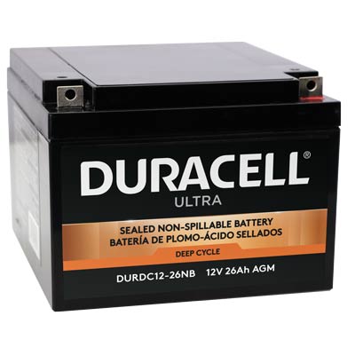 Duracell Ultra 12V 26Ah Deep Cycle AGM Battery M6 Nut & Bolt