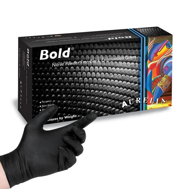 Disposable Gloves Aurelia Bold Black 5 mil Nitrile Gloves CAUBK6