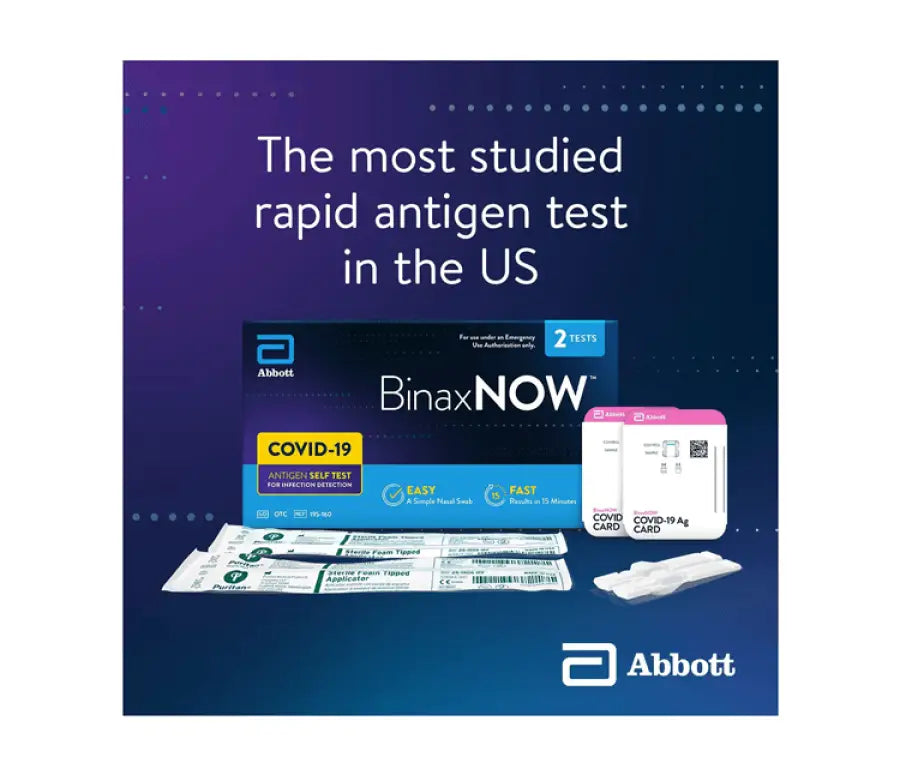 Abbott Binax NOW COVID-19 Antigen Self Test (Case of 24 tests-12 kits of 2 tests) -TK-9 - Test Kits