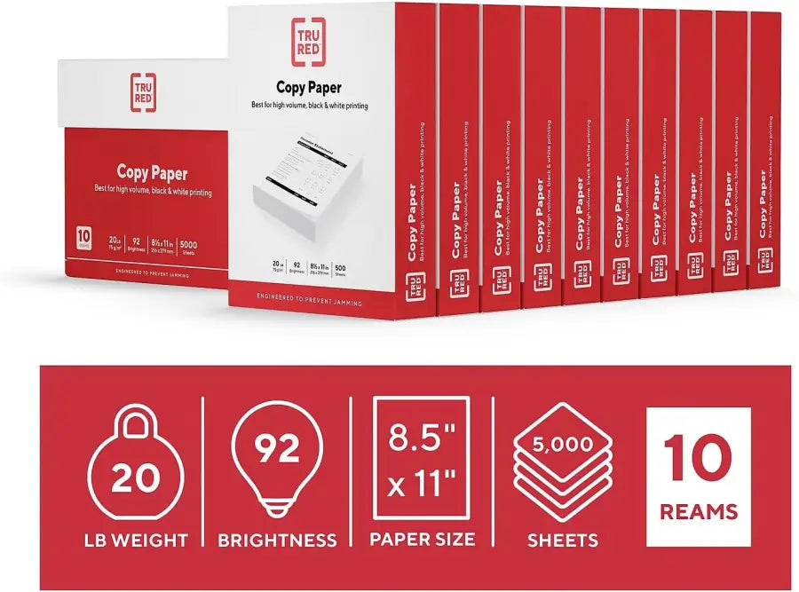 Copy Paper TRU RED 8.5’’ x 11’’ 20 lbs 500 Sheets/Ream C135848