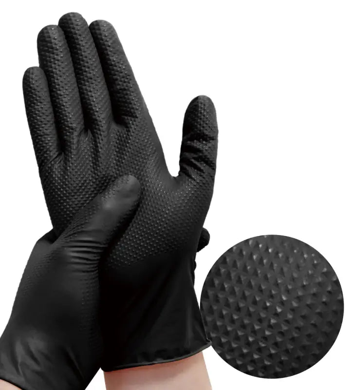 Disposable Gloves INTCO Diamond Textured Black Nitrile Gloves CINNBK8 - Gloves