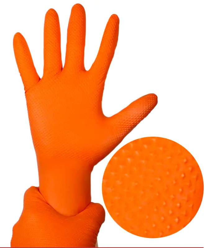 Disposable Gloves INTCO Orange Diamond Textured Nitrile Gloves 8mil CINNOR8 - Gloves