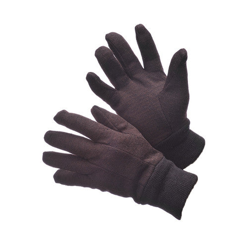Major Gloves Brown Jersey Work Gloves Knit Wrist