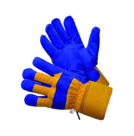 Major Gloves Thermo-Lined Split Cowhide Utility Protection Large Blue Yellow