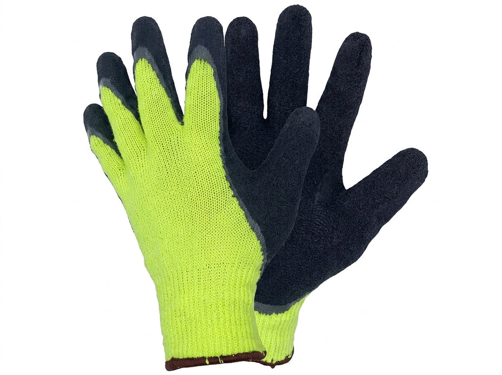 VizoCare Tuff Gard Acrylic Latex Safety Gloves Hi-Vis Yellow