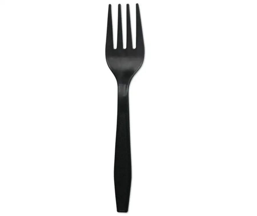 Plastic Disposable Black Forks 2.5g PP Fork 1000pcs bulk/bag/ctn - Cutlery