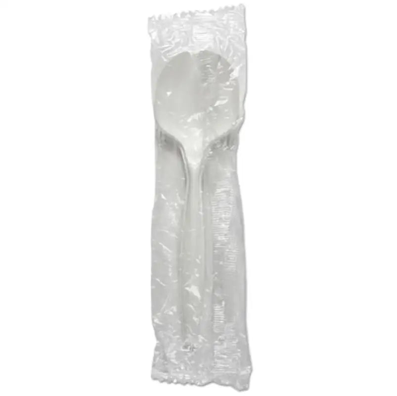 White PP 2.5g Soupspoon Wrapped 1000pcs/ctn - Cutlery